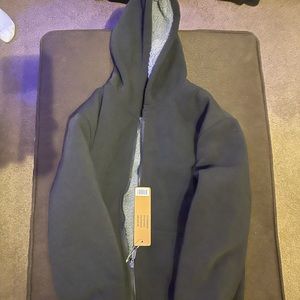 Kids black fleeced zip up hoodie